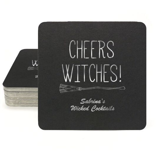 Cheers Witches Halloween Square Coasters